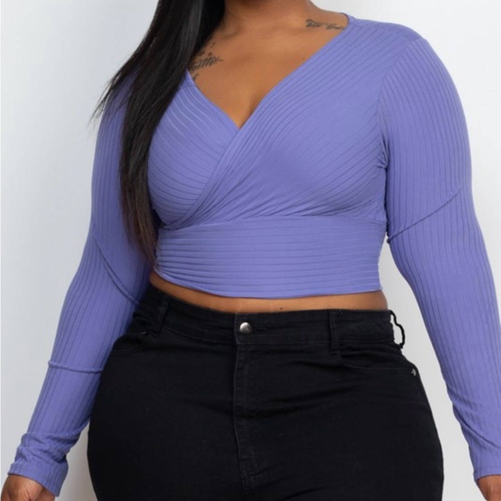 Women's Purple Long Sleeve Crop Top